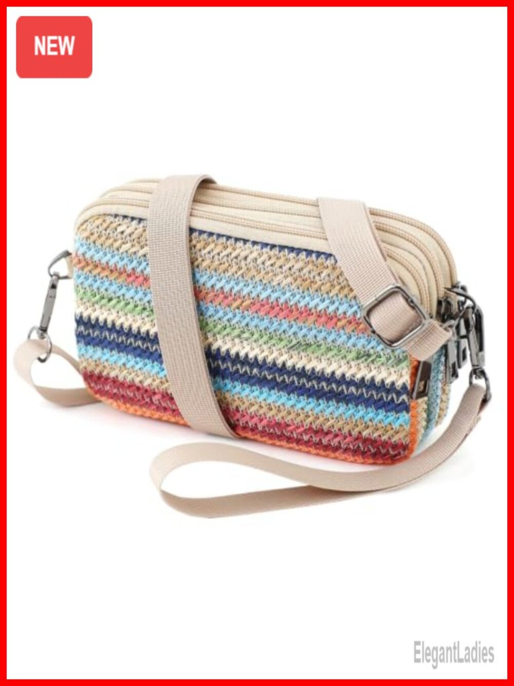 Woven Straw-Style 3-Zip Wristlet